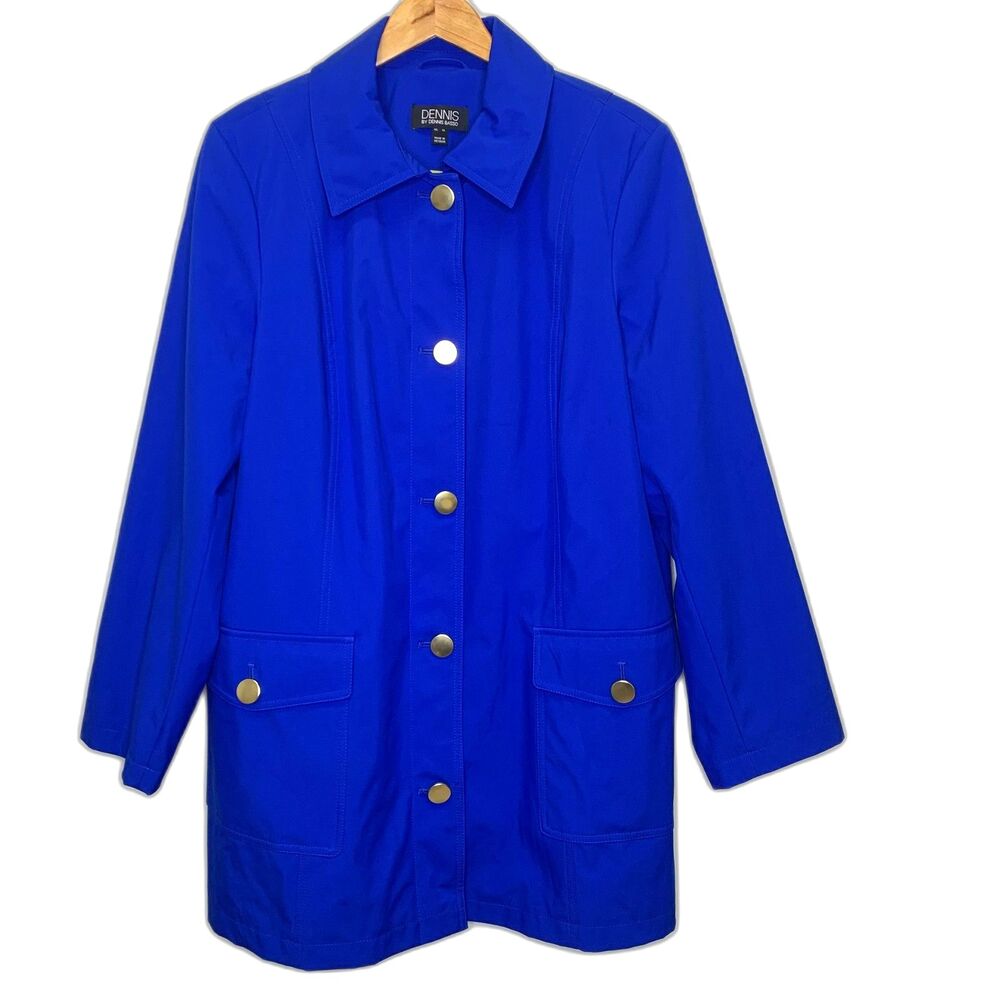 Dennis Basso Water Resistant Jacket with Printed Lining Blue/Geo
